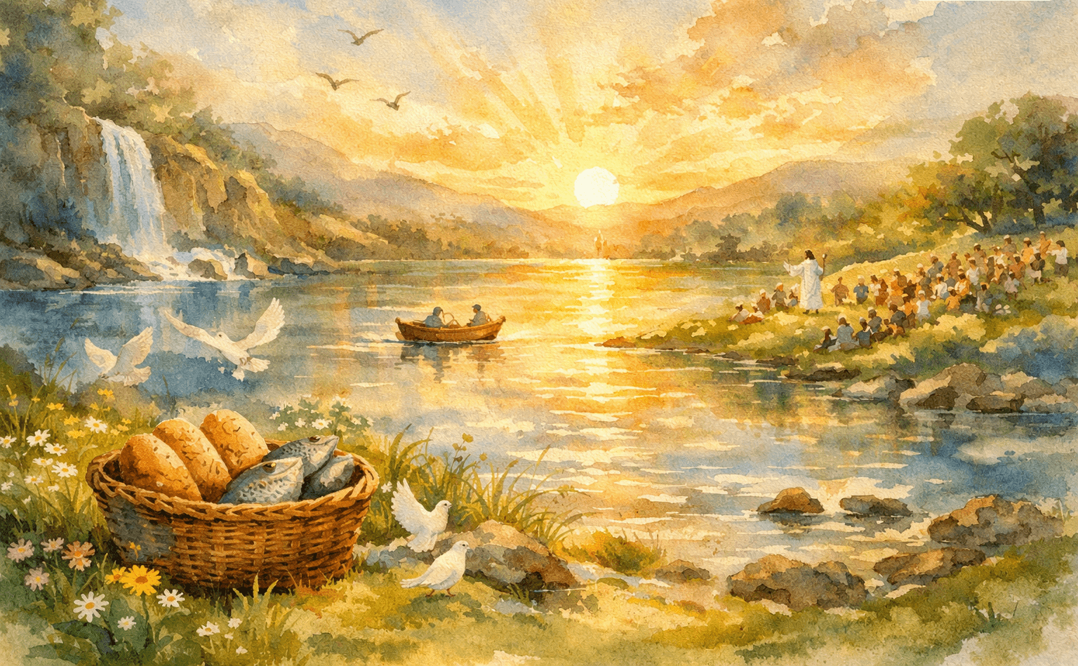 Watercolour landscape illustrating God’s abundant love.